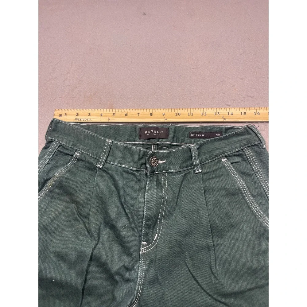 PacSun Slim Trousers Cotton Twill Green 31x32 Mens